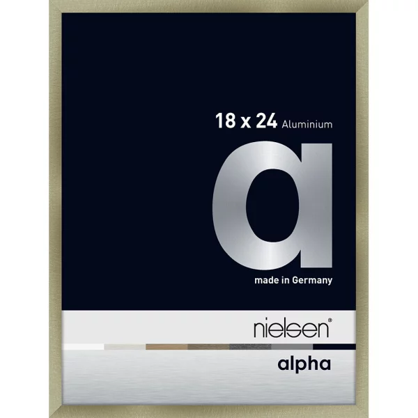 Alu Bilderrahmen Alpha 18x24 cm | Brushed Edelstahl | Museumsglas UV 70 entspiegelt
