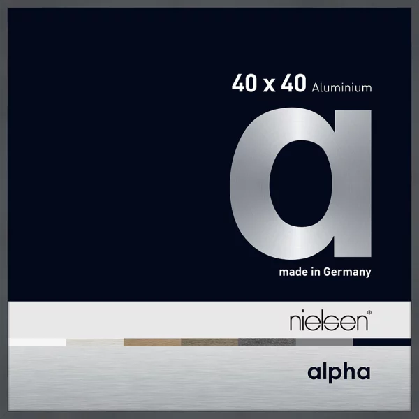 Cadre en aluminium Alpha 40x40 cm | gris foncé brillant | verre standard (2 mm)