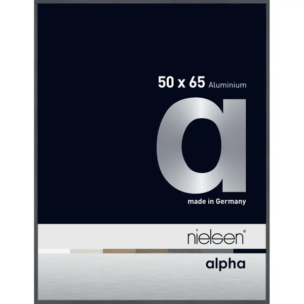 Cadre en aluminium Alpha 50x65 cm | gris foncé brillant | verre standard (2 mm)