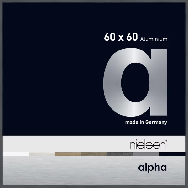 Alu-Bilderrahmen Alpha 60x60 cm | Dunkelgrau glanz | Museumsglas UV 70 entspiegelt