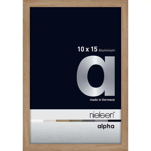 Cadre en aluminium Alpha 10x15 cm | chêne (feuille de placage) | verre standard (2 mm)