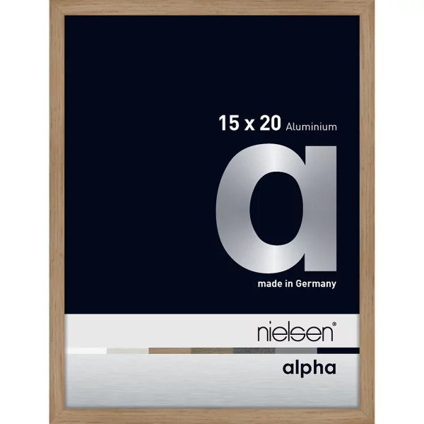 Cadre en aluminium Alpha 15x20 cm | chêne (feuille de placage) | verre standard (2 mm)