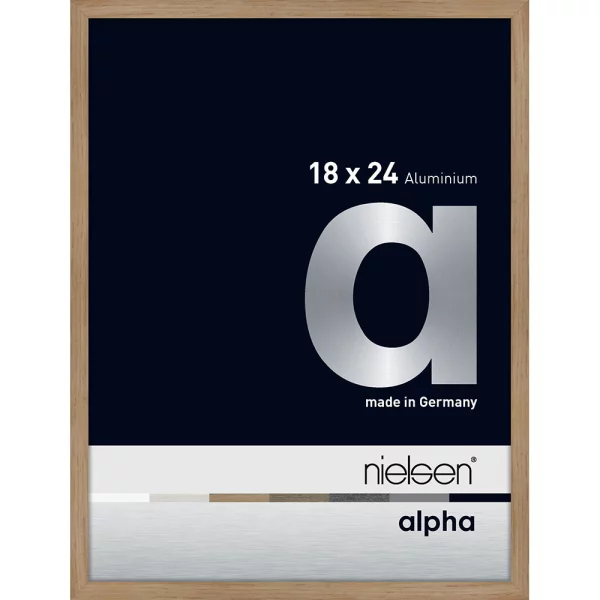 Alu Bilderrahmen Alpha 18x24 cm | Eiche (furnierte Oberfläche) | Museumsglas UV 70 entspiegelt
