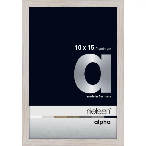 Cadre en aluminium Alpha 10x15 cm | chêne blanc (feuille de placage) | verre standard (2 mm)