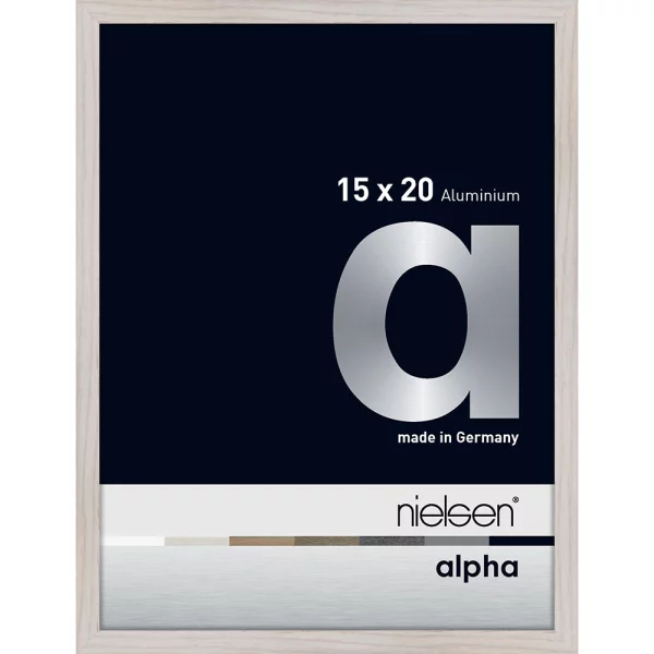 Cadre en aluminium Alpha 15x20 cm | chêne blanc (feuille de placage) | verre standard (2 mm)