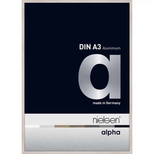 Alu Bilderrahmen Alpha 29,7x42 cm (A3) | Eiche weiß (furnierte Oberfläche) | Normalglas (2 mm)