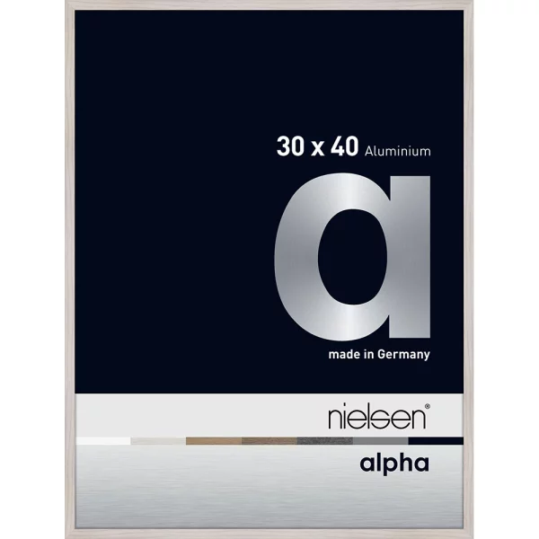 Cadre en aluminium Alpha 30x40 cm | chêne blanc (feuille de placage) | verre standard (2 mm)