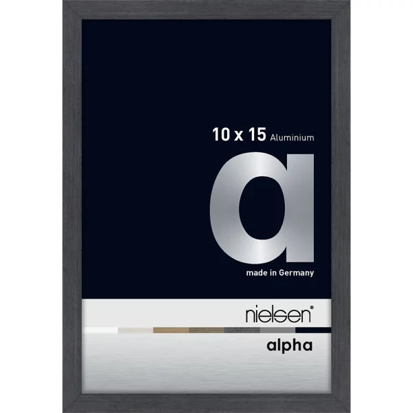 Cadre en aluminium Alpha 10x15 cm | gris (feuille de placage) | verre standard (2 mm)