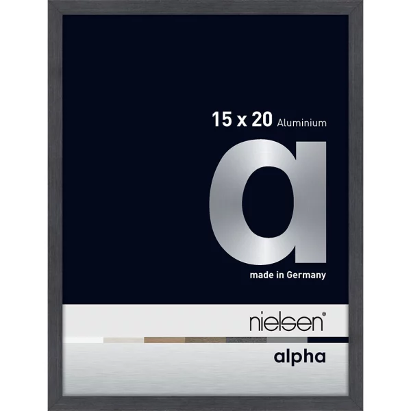 Cadre en aluminium Alpha 15x20 cm | gris (feuille de placage) | verre standard (2 mm)