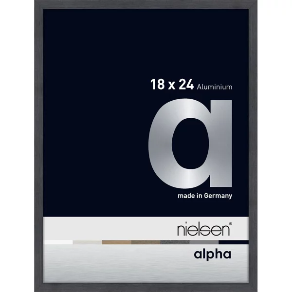 Alu Bilderrahmen Alpha 18x24 cm | Grau (furnierte Oberfläche) | Museumsglas UV 70 entspiegelt