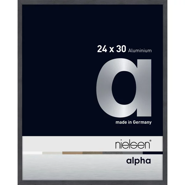Alu Bilderrahmen Alpha 24x30 cm | Grau (furnierte Oberfläche) | Normalglas (2 mm)