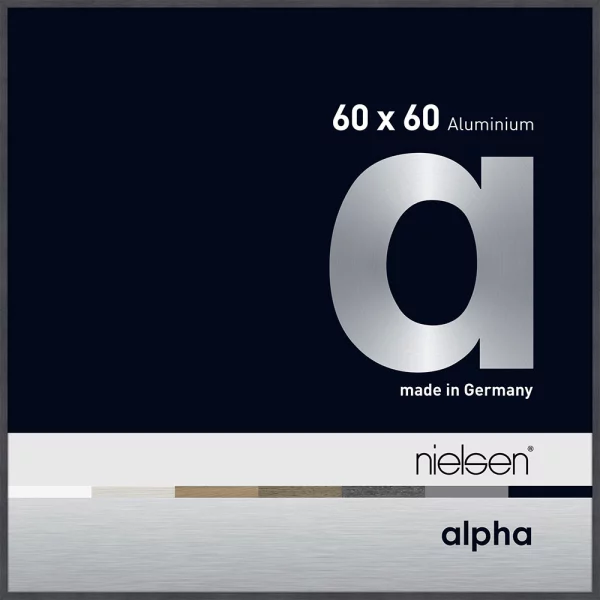 Alu-Bilderrahmen Alpha 60x60 cm | Grau (furnierte Oberfläche) | Museumsglas UV 70 entspiegelt
