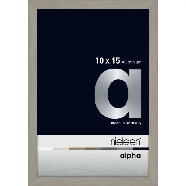 Cadre en aluminium Alpha 10x15 cm | gris clair (feuille de placage) | verre standard (2 mm)