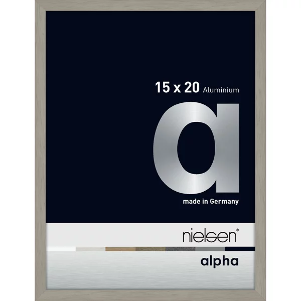 Cadre en aluminium Alpha 15x20 cm | gris clair (feuille de placage) | verre standard (2 mm)
