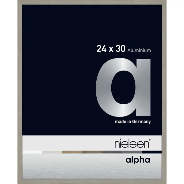 Alu Bilderrahmen Alpha 24x30 cm | Hellgrau (furnierte Oberfläche) | Normalglas (2 mm)