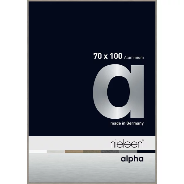 Alu-Bilderrahmen Alpha 70x100 cm | Hellgrau (furnierte Oberfläche) | Normalglas (2 mm)