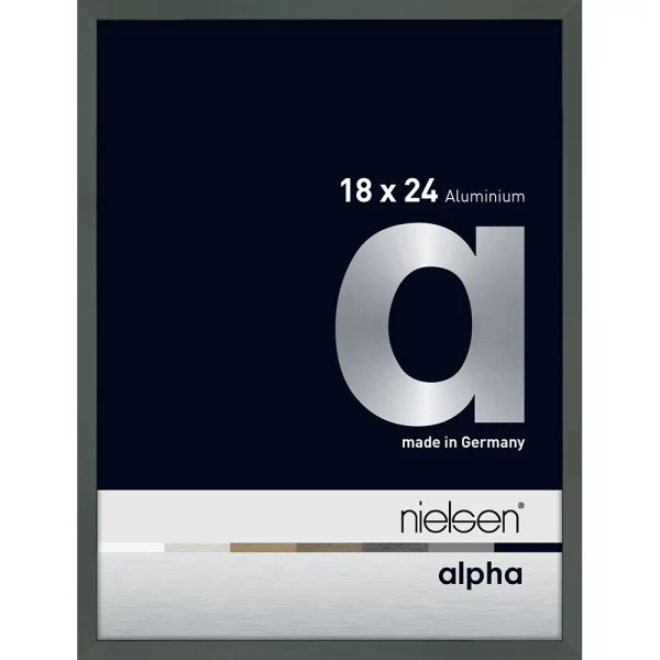 Alu Bilderrahmen Alpha 18x24 cm | Platin | Museumsglas UV 70 entspiegelt