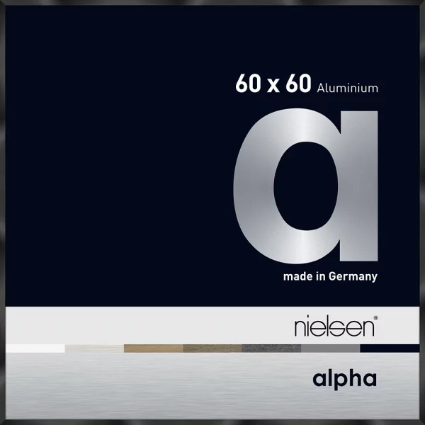 Alu-Bilderrahmen Alpha 60x60 cm | Schwarz glanz eloxiert | Museumsglas UV 70 entspiegelt