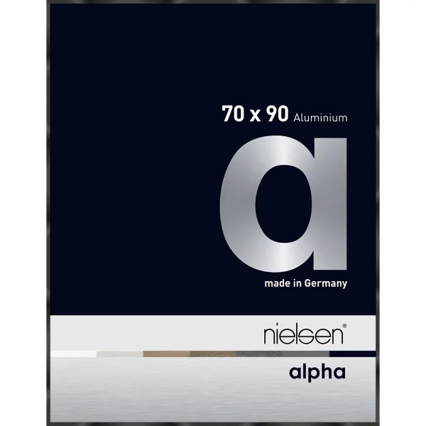 Alu-Bilderrahmen Alpha 70x90 cm | Schwarz glanz eloxiert | Normalglas (2 mm)