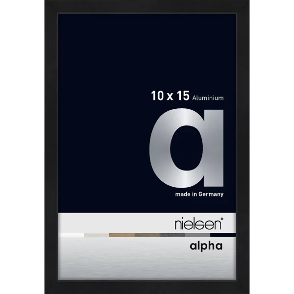 Cadre en aluminium Alpha 10x15 cm | noir mat anodisé | verre standard (2 mm)
