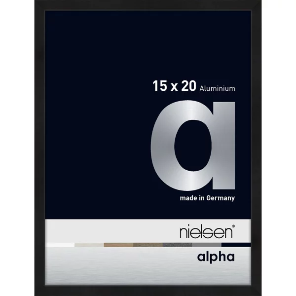 Cadre en aluminium Alpha 15x20 cm | noir mat anodisé | verre standard (2 mm)