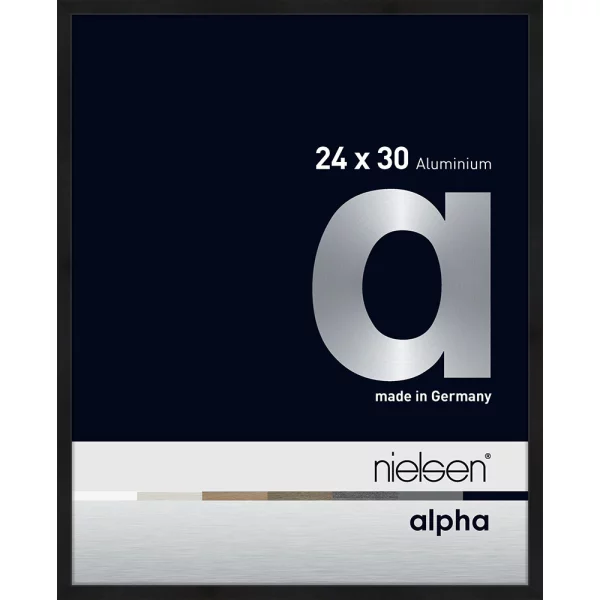 Alu Bilderrahmen Alpha 24x30 cm | Schwarz matt eloxiert | Normalglas (2 mm)