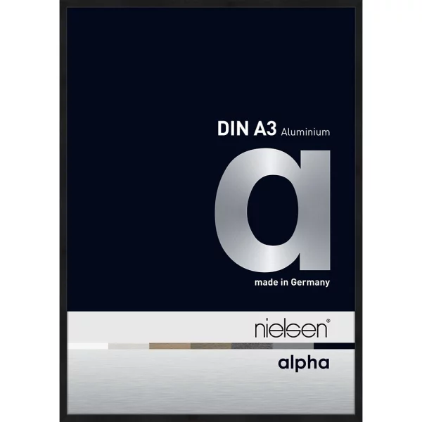Alu Bilderrahmen Alpha 29,7x42 cm (A3) | Schwarz matt eloxiert | Normalglas (2 mm)