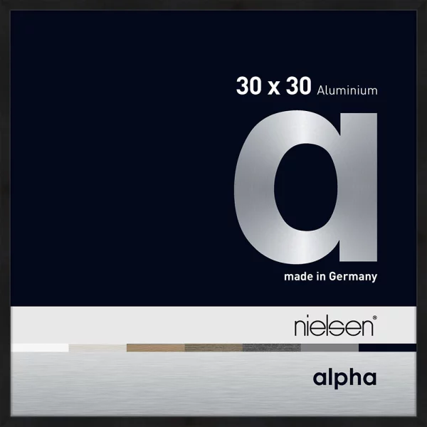 Cadre en aluminium Alpha 30x30 cm | noir mat anodisé | verre standard (2 mm)