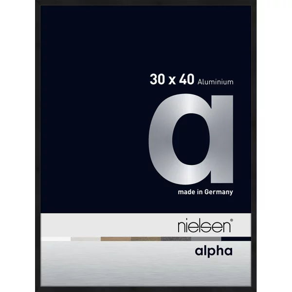Cadre en aluminium Alpha 30x40 cm | noir mat anodisé | verre standard (2 mm)
