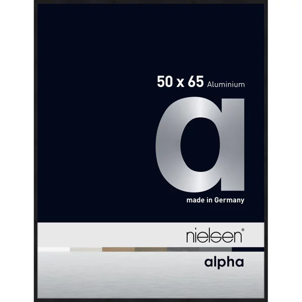 Cadre en aluminium Alpha 50x65 cm | noir mat anodisé | verre standard (2 mm)