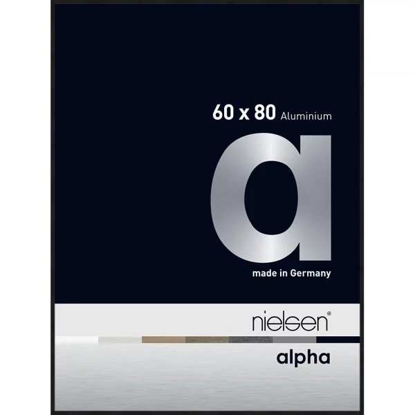 Alu Bilderrahmen Alpha 60x80 cm | Schwarz matt eloxiert | Normalglas (2 mm)