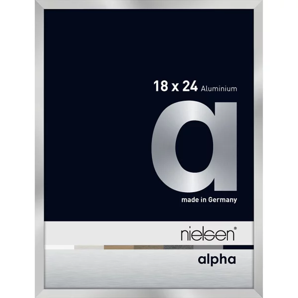 Alu Bilderrahmen Alpha 18x24 cm | Silber | Museumsglas UV 70 entspiegelt