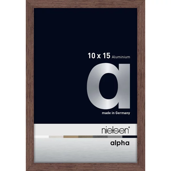 Cadre en aluminium Alpha 10x15 cm | wengé clair (feuille de placage) | verre standard (2 mm)