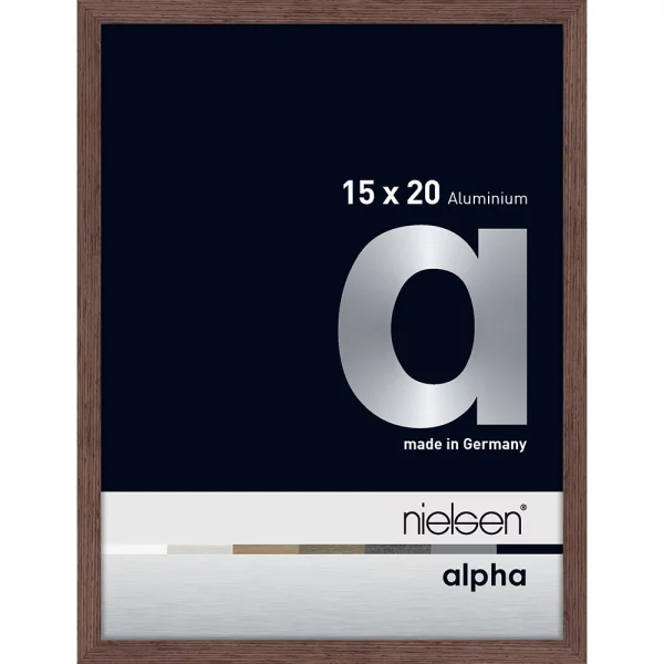 Cadre en aluminium Alpha 15x20 cm | wengé clair (feuille de placage) | verre standard (2 mm)
