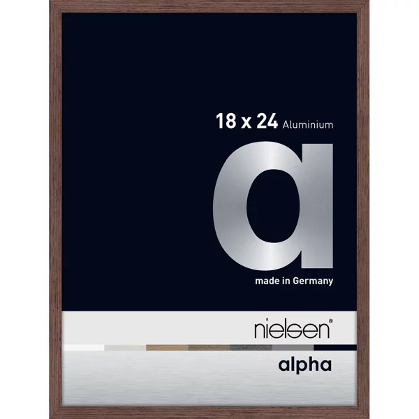 Alu Bilderrahmen Alpha 18x24 cm | Wenge hell (furnierte Oberfläche) | Museumsglas UV 70 entspiegelt