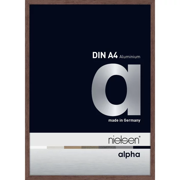 Alu-Bilderrahmen Alpha 21x29,7 cm (A4) | Wenge hell (furnierte Oberfläche) | Normalglas (2 mm)