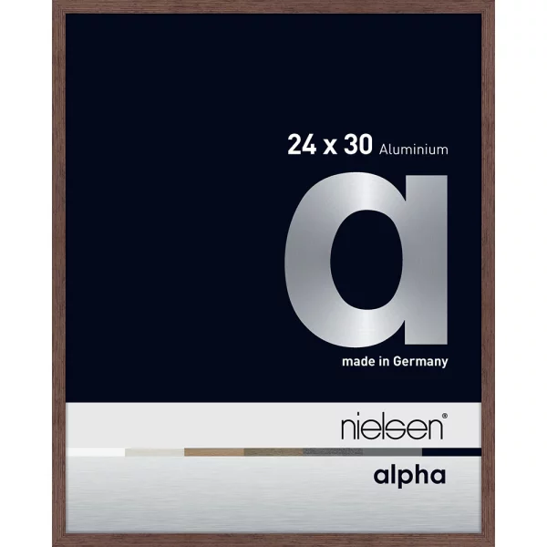 Alu Bilderrahmen Alpha 24x30 cm | Wenge hell (furnierte Oberfläche) | Normalglas (2 mm)