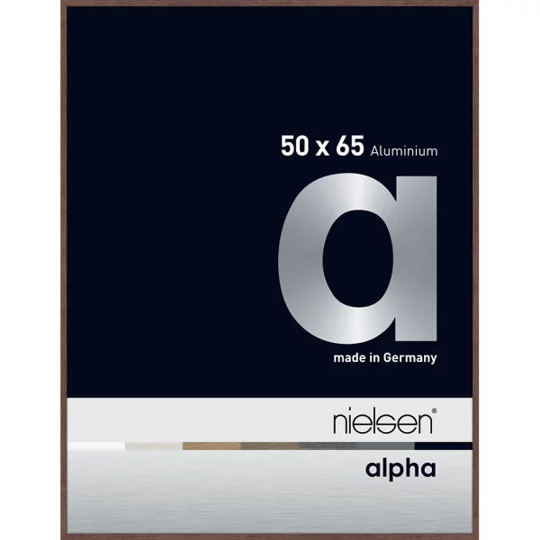 Cadre en aluminium Alpha 50x65 cm | wengé clair (feuille de placage) | verre standard (2 mm)