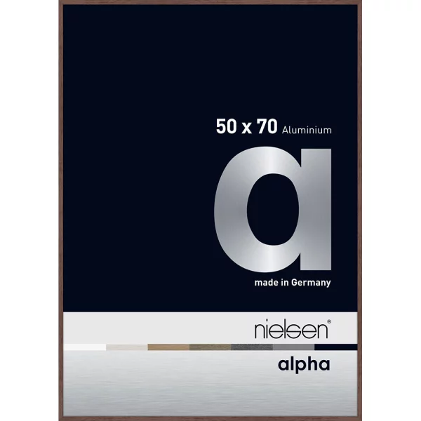 Alu-Bilderrahmen Alpha 50x70 cm | Wenge hell (furnierte Oberfläche) | Normalglas (2 mm)