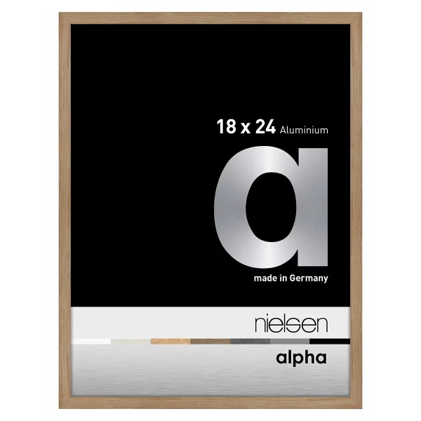 Cornice in alluminio Alpha 18x24 cm | rovere impiallacciato | Vetro standard (2 mm)