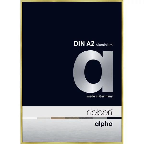 Alu Bilderrahmen Profil alpha 42x59,4 cm (A2) | Brushed Gold | Normalglas (2 mm)