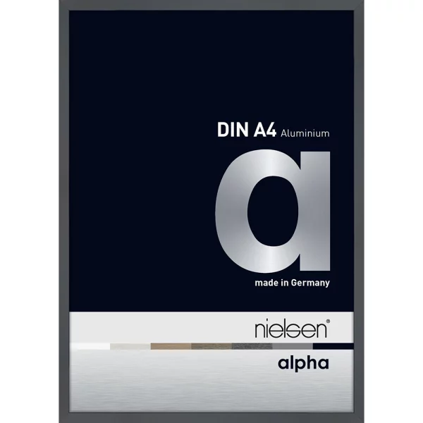 Cadre en aluminium profil alpha 21x29,7 cm (A4) | gris foncé brillant | verre standard (2 mm)