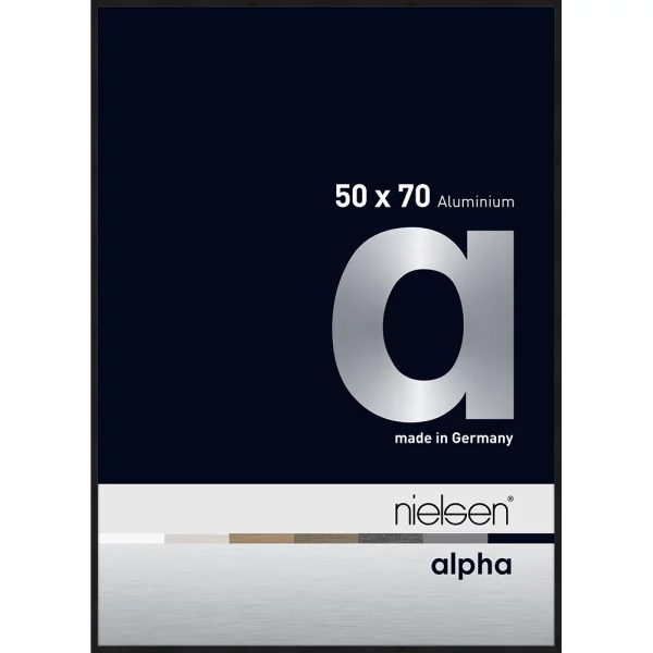 Cadre en aluminium profil alpha 50x70 cm | noir mat anodisé | verre de musée UV 92 antireflet