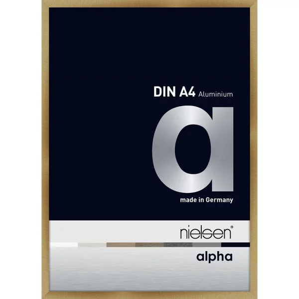 Cadre en aluminium coupe sur mesure, profil alpha ambre brossé | verre standard (2 mm)