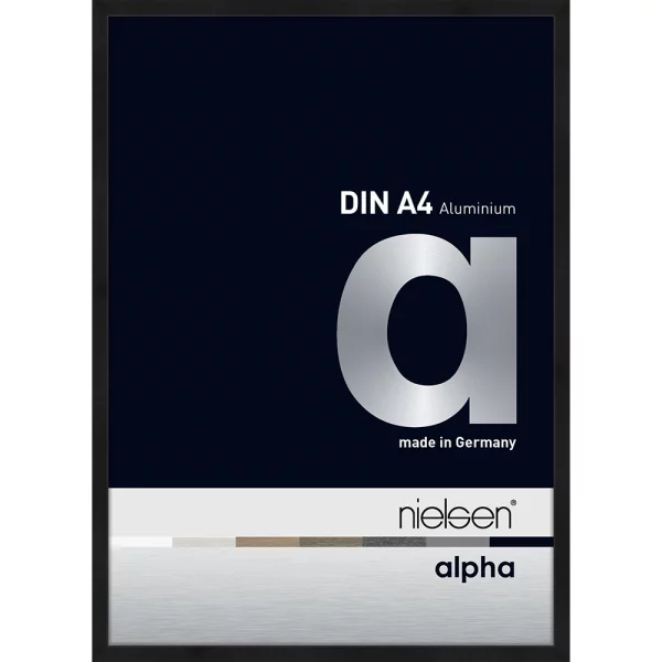 Cadre en aluminium coupe sur mesure, profil alpha noir mat anodisé | verre standard (2 mm)