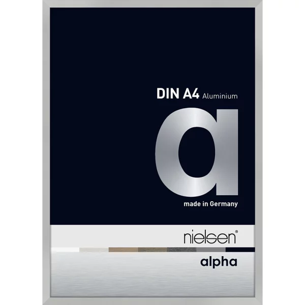 Cadre en aluminium coupe sur mesure, profil alpha argent mat | verre standard (2 mm)