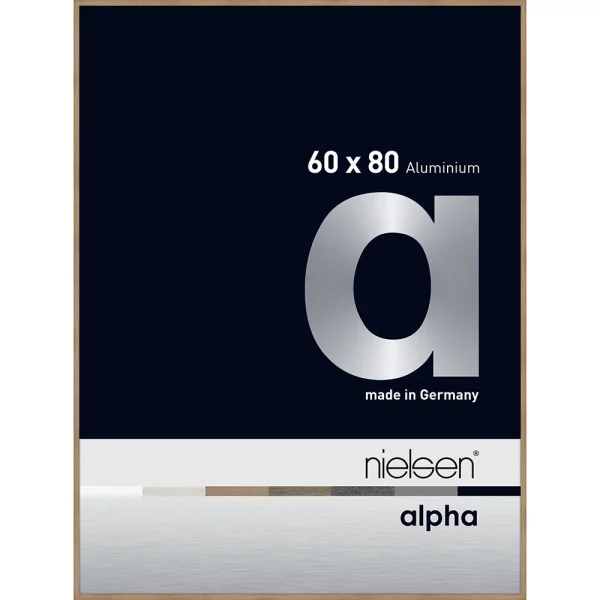 Alu Bilderrahmen Profil alpha 60x80 cm | Eiche (furnierte Oberfläche) | Normalglas (2 mm)