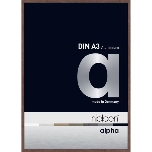 Alu Bilderrahmen Profil alpha 29,7x42 cm (A3) | Wenge hell (furnierte Oberfläche) | Normalglas (2 mm)