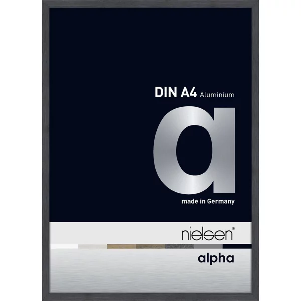 Cadre en aluminium profil alpha 21x29,7 cm (A4) | gris (feuille de placage) | verre standard (2 mm)