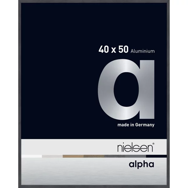 Cadre en aluminium profil alpha 40x50 cm | gris (feuille de placage) | verre standard (2 mm)